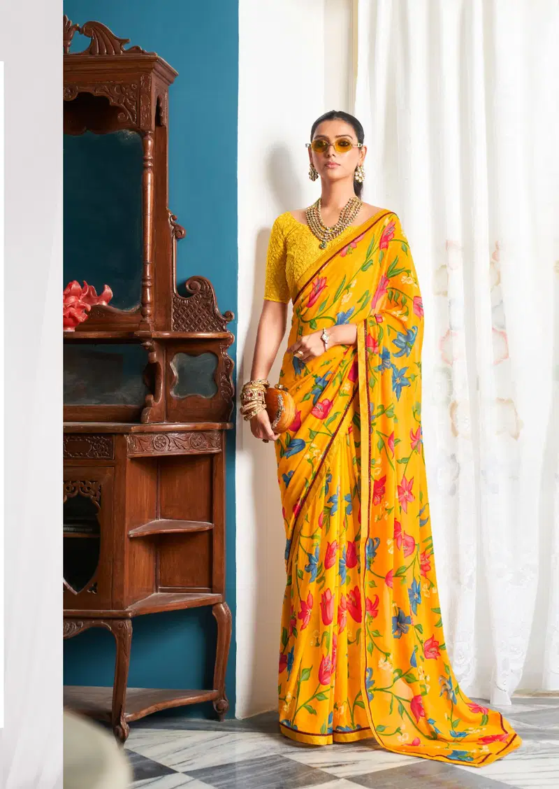 Jharokha By Printed Georgette Sarees Catalog